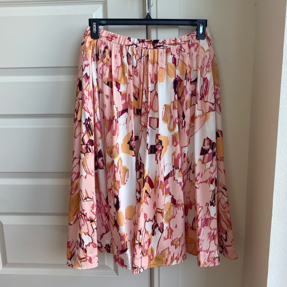 DKNY Pleated Floral Chiffon Midi Skirt NWOT